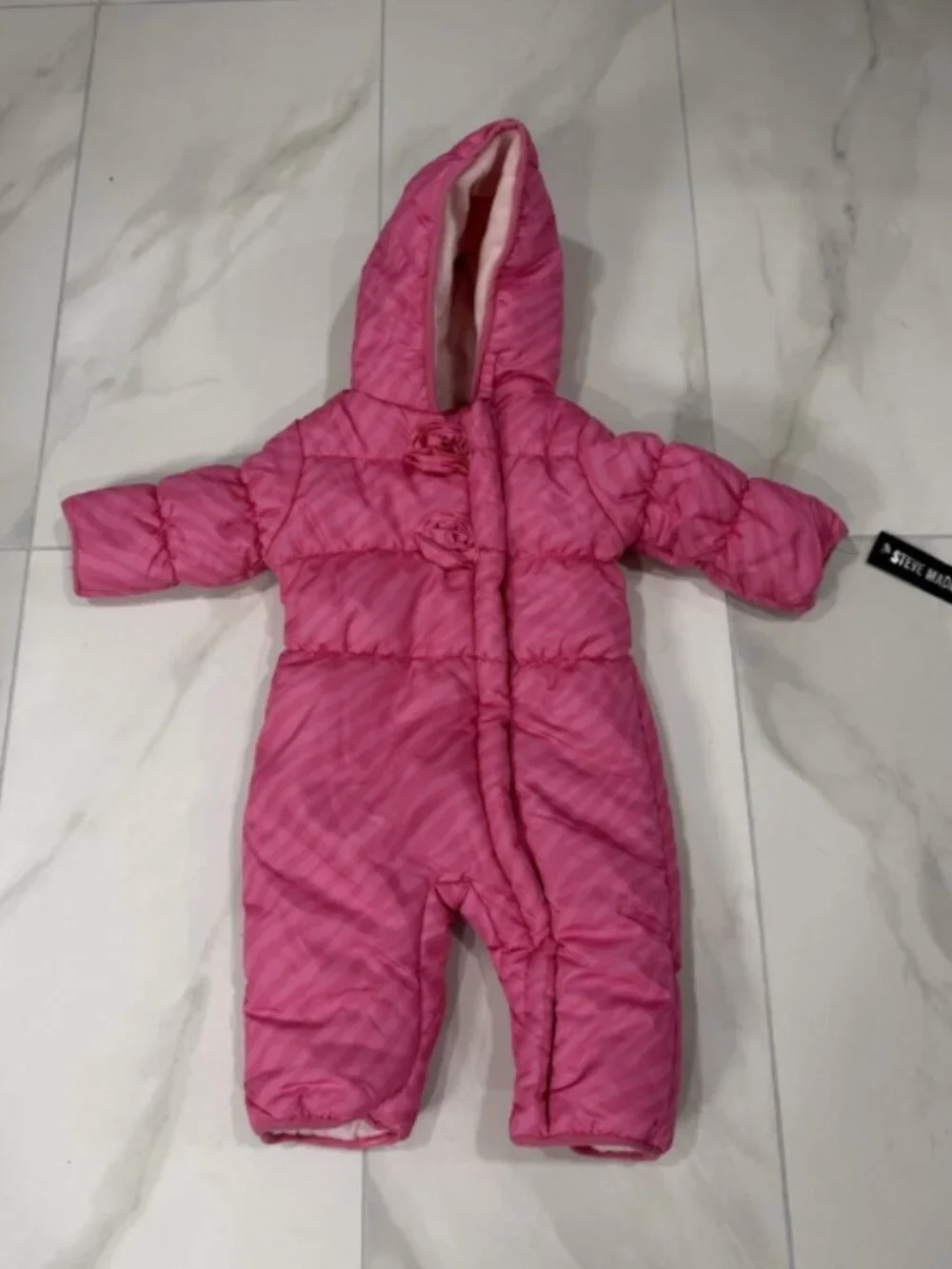 Steve Madden Infant One Piece Snowsuit Jacket Pink Size 12Months  21243